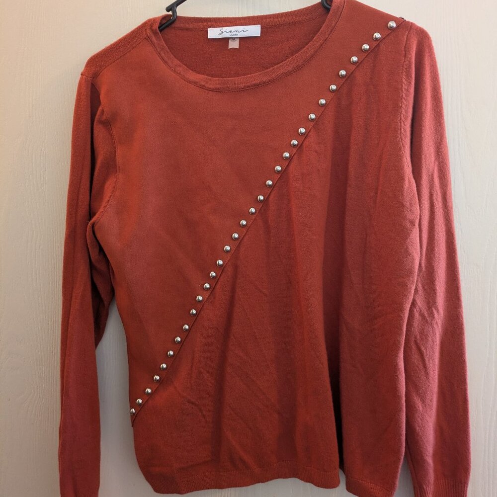 Sioni Women's Studded Sash Burnt Orange Sweatshirt Size Medium